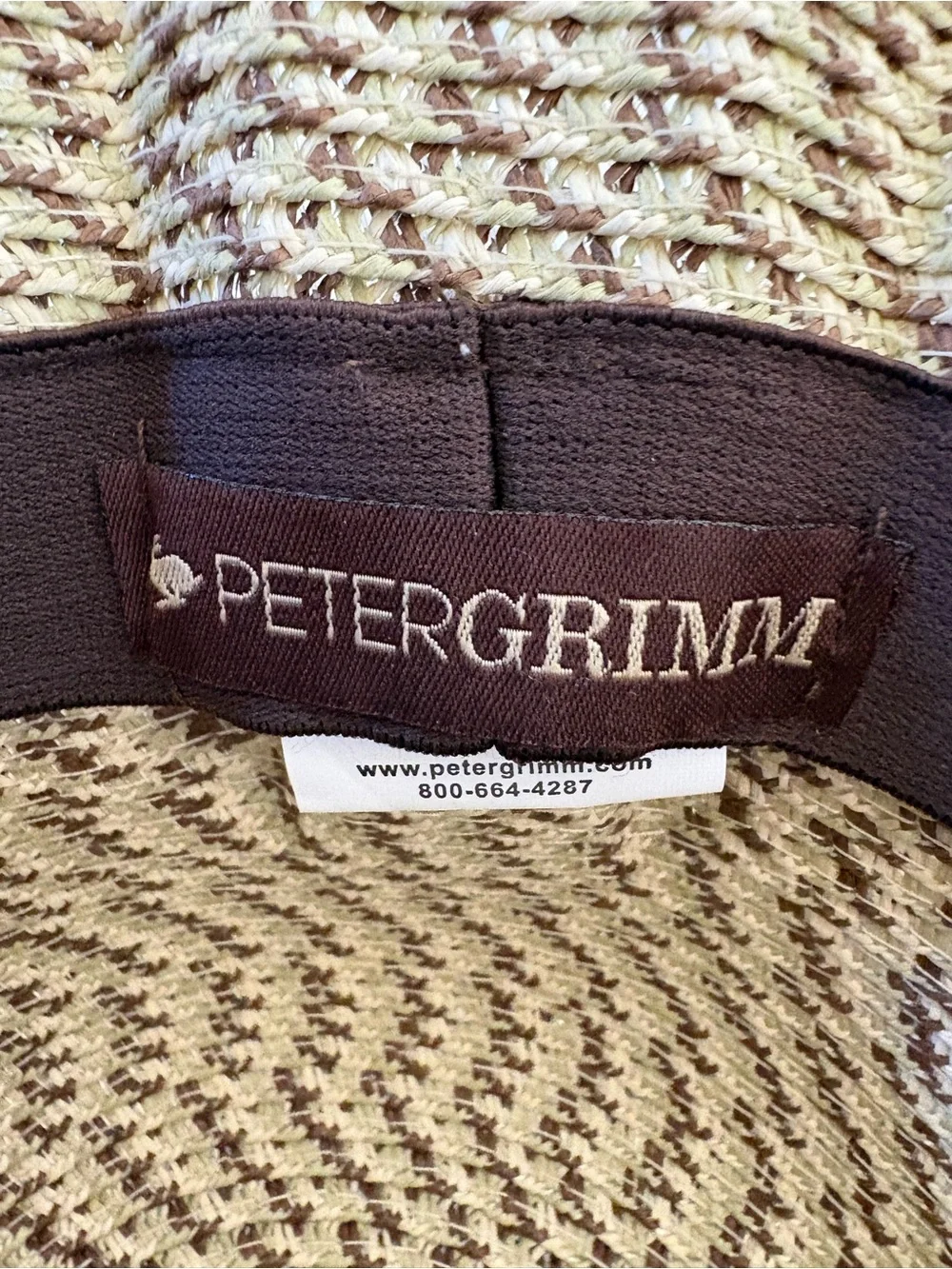 NWOT Peter Grimm Woven Paper Straw Sun Hat Wide Brim One Size Brown Natural